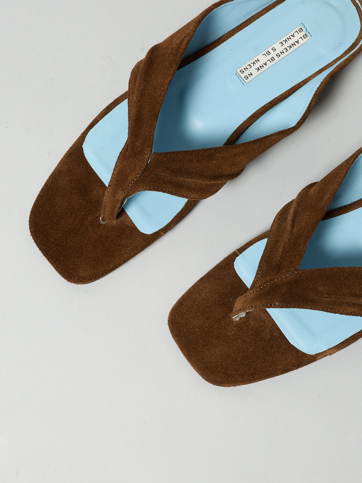 The Opal Brown Suede with Blue Leather Lining