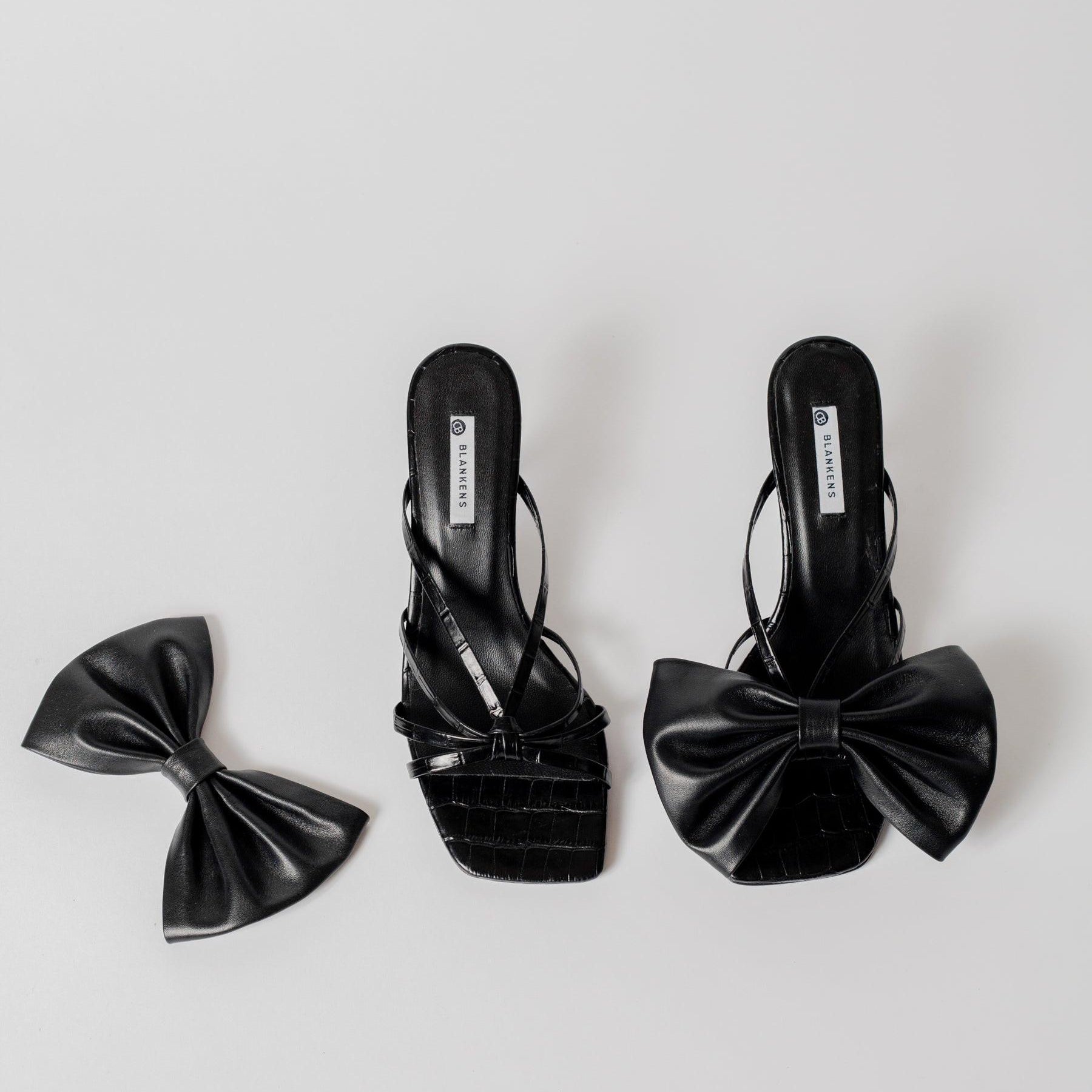 Blankens clip-on bows in black leather