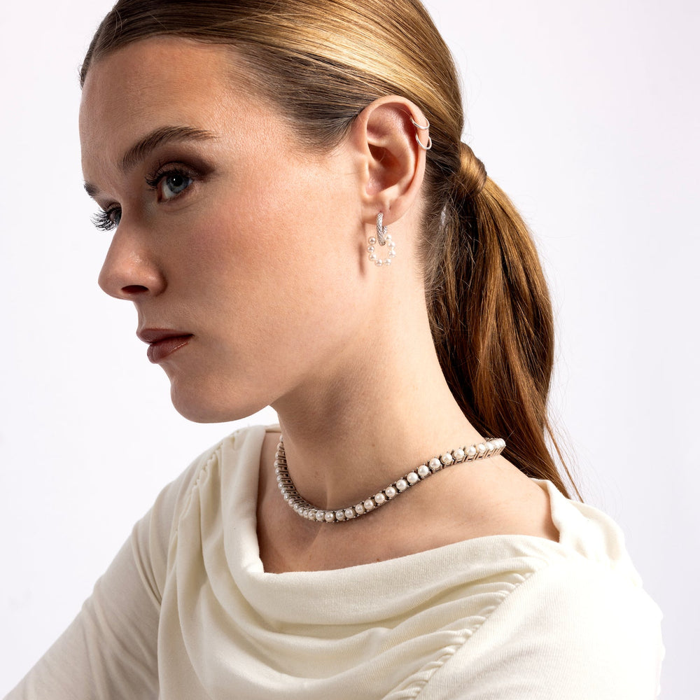 Blankens Pearl and Silver Tennis Necklace