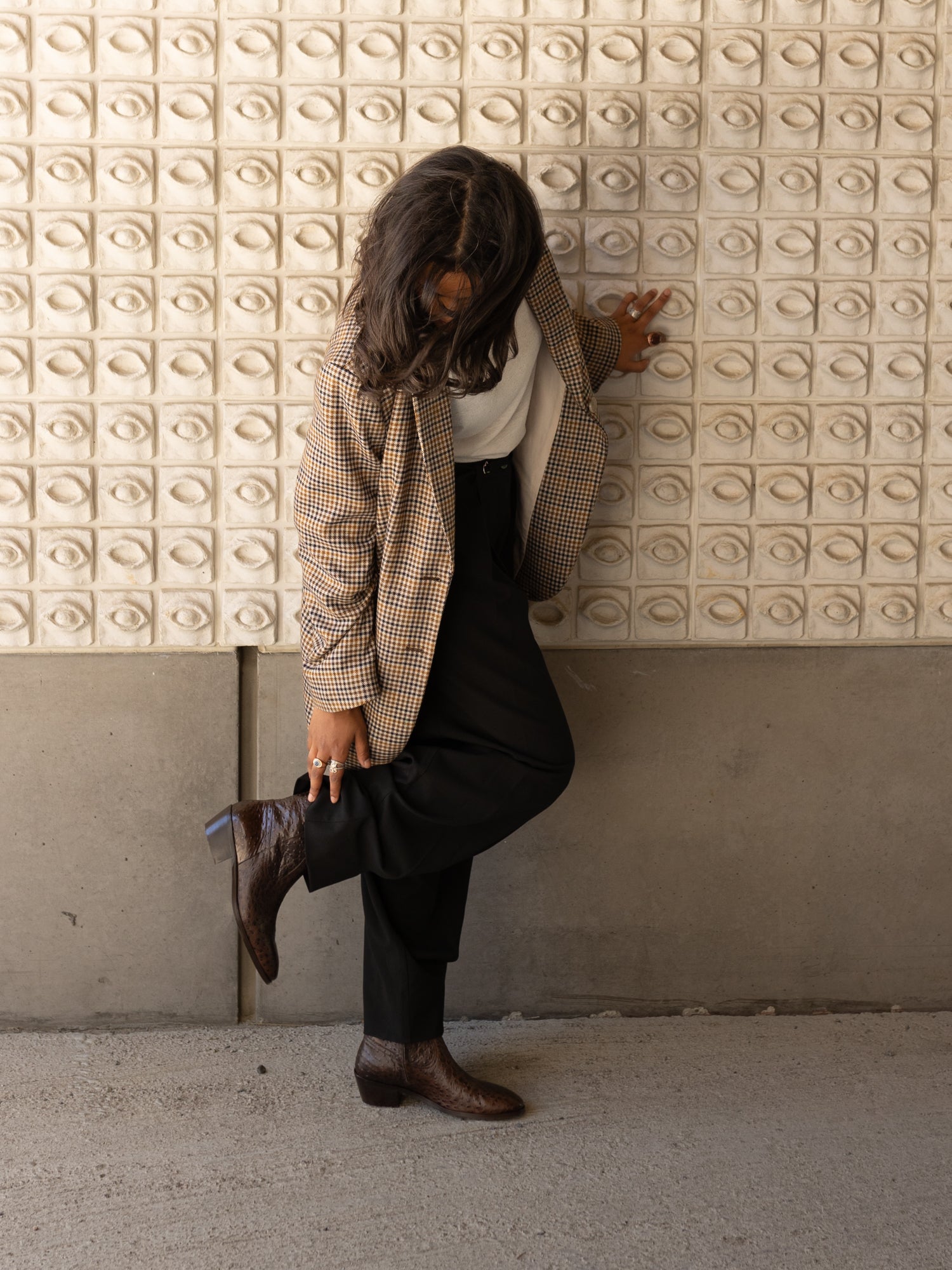 Blankens The Alva Brown Ostrich Embossed Leather Boots