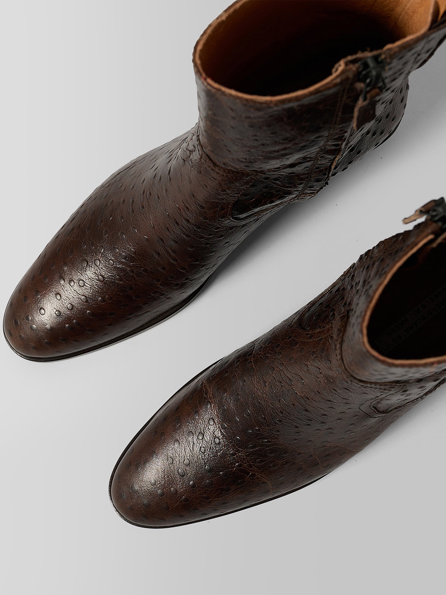 Blankens The Alva Brown Ostrich Embossed Leather Boots