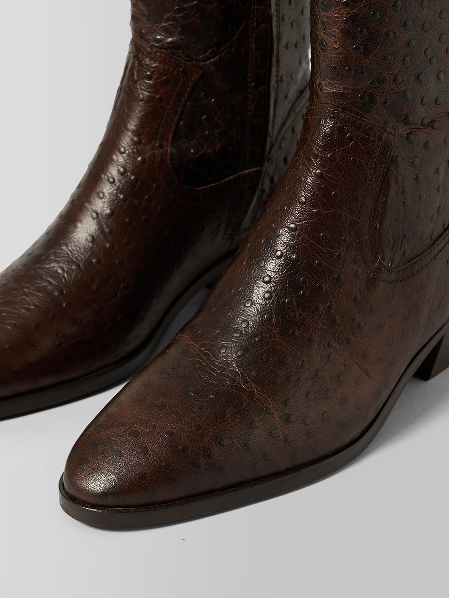 Blankens The Alva Brown Ostrich Embossed Leather Boots