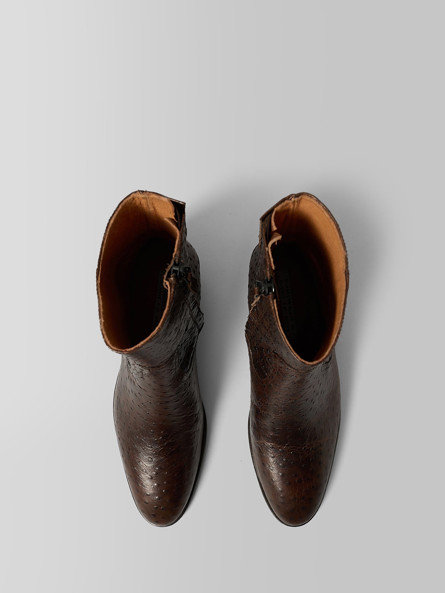 Blankens The Alva Brown Ostrich Embossed Leather Boots