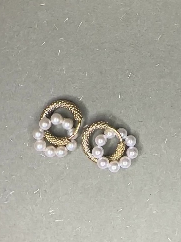 Pearl and Gold Double Hoops earrings