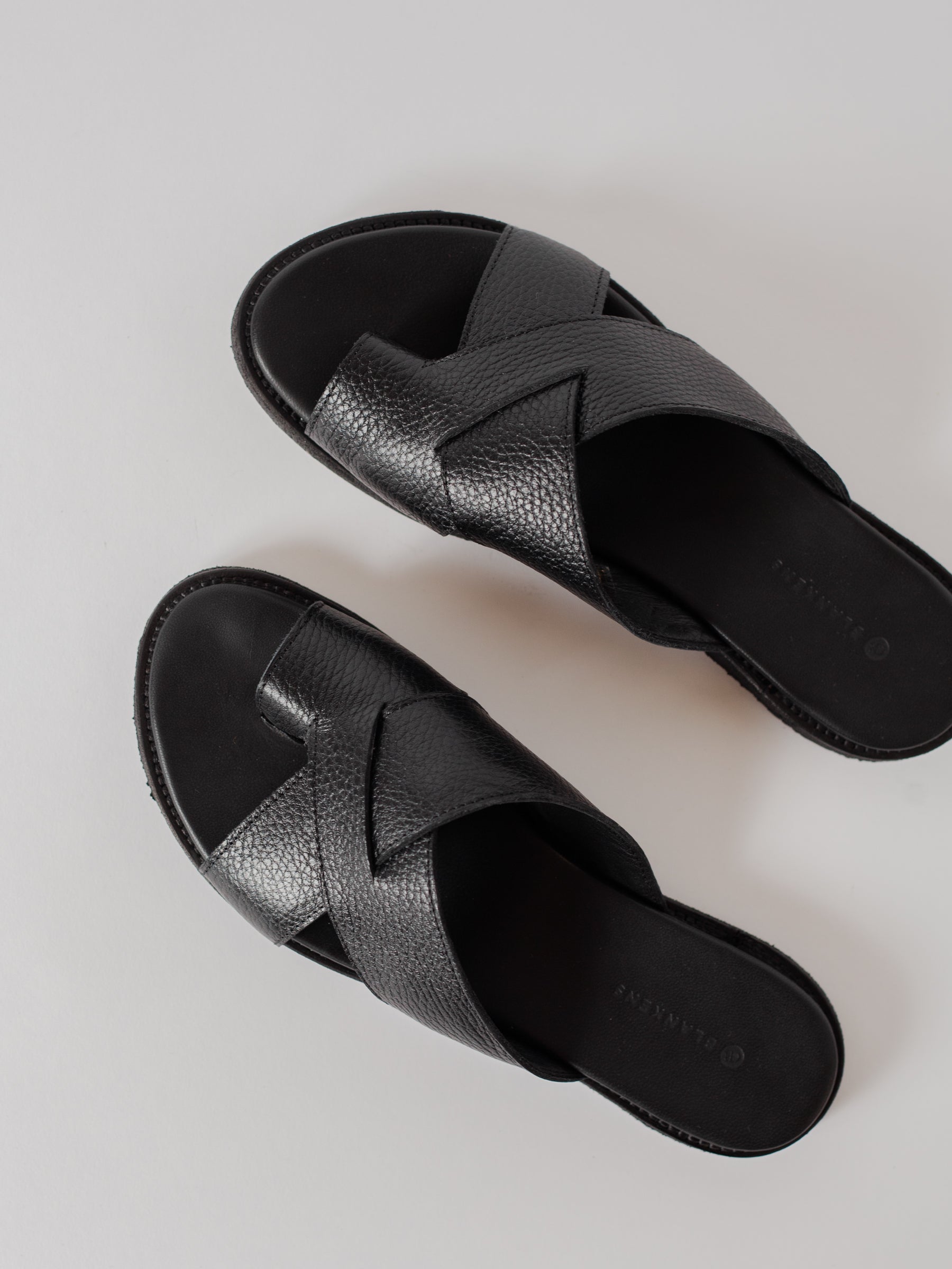 Blankens The Mette Eco black leather sandals with toe detail